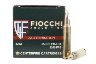Fiocchi 223 Remington 55gr Full Metal Jacket Boat Tail Ammo - Box of 50